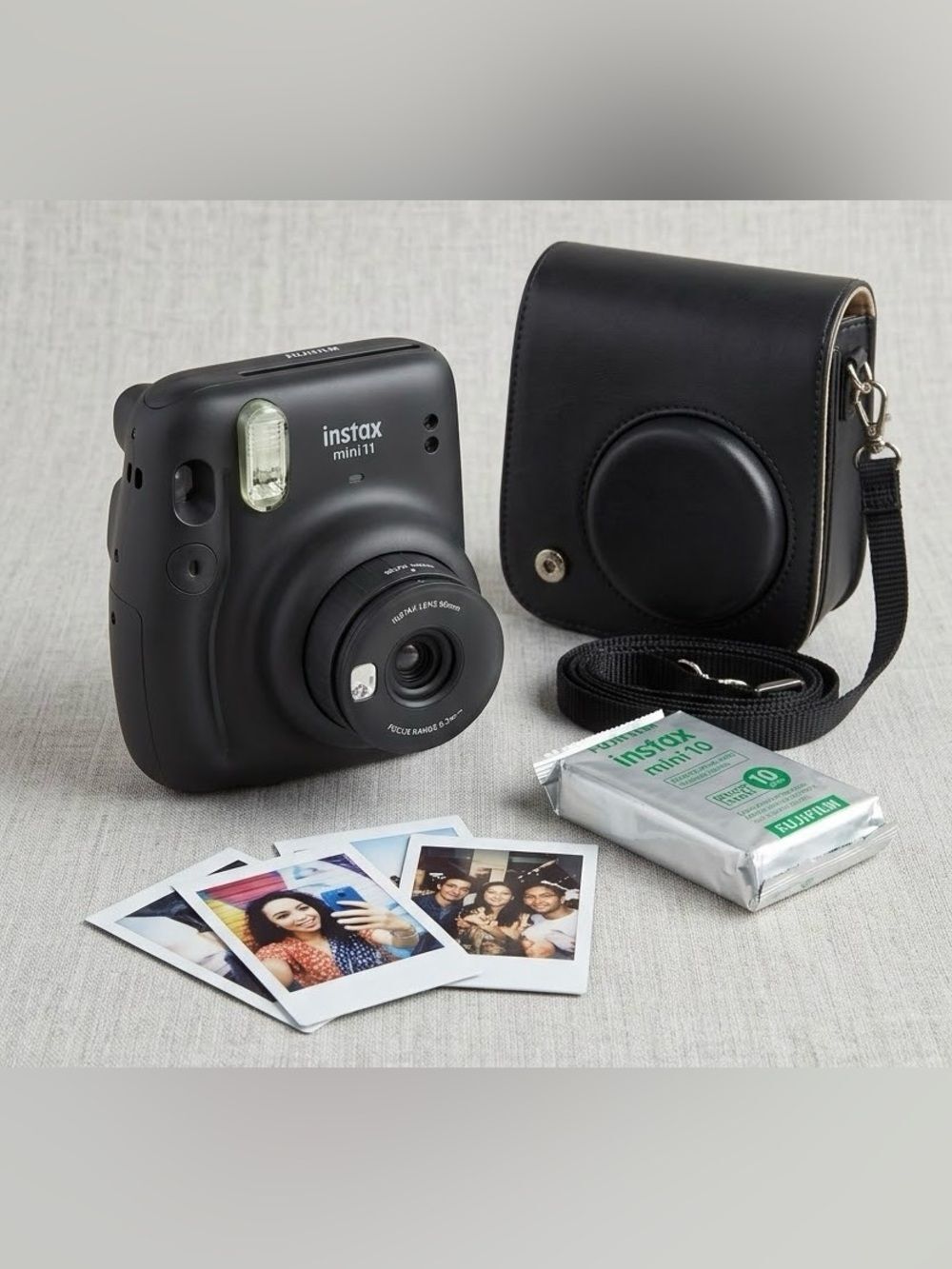 Fujifilm Instax Mini 11 Instant Camera Charcoal Gray + Case & 10 Pack Film